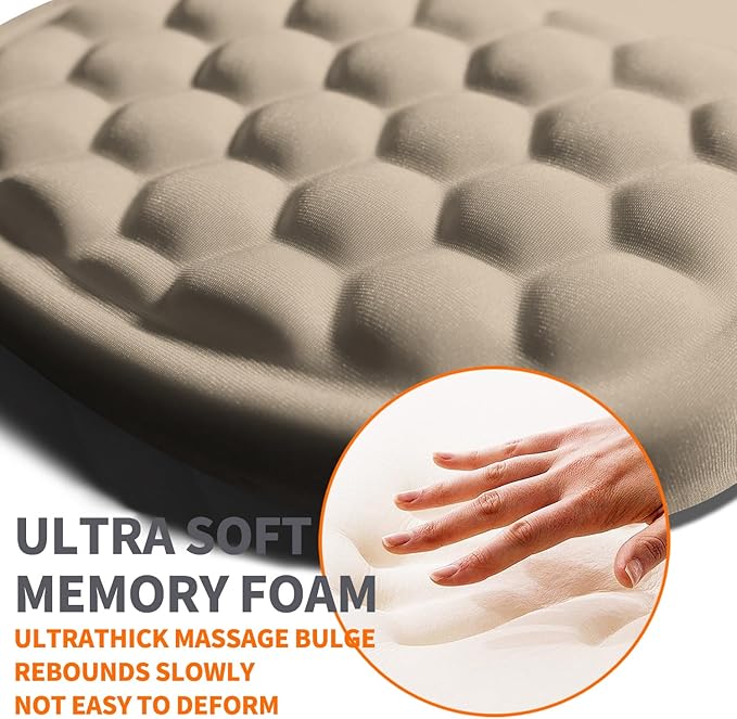 Ergonomic Joint Wrist Support Mouse Pad with Memory Foam Cushion Massage Bump, Carpal Tunnel Pain Relief Mousepad Slope Design for Wrist Rest, 11.8x7.9 in, Apricot