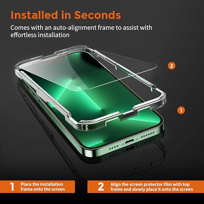 UNBREAKcable 3-Pack Screen Protector for iPhone 14 Plus/iPhone 13 Pro Max, Double Shatterproof Tempered Glass [Easy Installation] [9H Hardness] [99.99% HD Clear] [Case Friendly] for iPhone 6.7 inch