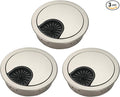 3 Pcs Satin Nickel Metal Cable Grommet, Zinc Alloy Desk Table Grommet Cable Cord Hole Cover for Home and Office, Fits 2inchs Hole 50MM Brushed Silver