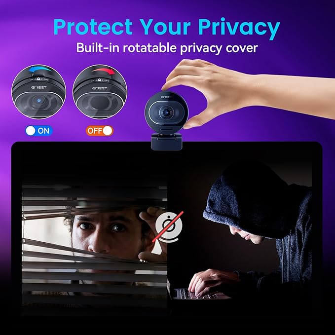 EMEET S600 4K Webcam for Streaming - Sony 1/2.5'' Sensor, PDAF Autofocus, 1080P@60FPS, 2 Noise Reduction Mics, Built-in Privacy Cover, 73° FOV, Streaming Camera for Live Commerce/Gaming/Beauty