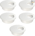 MAHDPRO Desk Grommet White 2 Inch (50 mm) Pack of 5-ABS Plastic Desk Cord Hole Cover to Arrange Cables & Wires Through Computer Table/Countertops