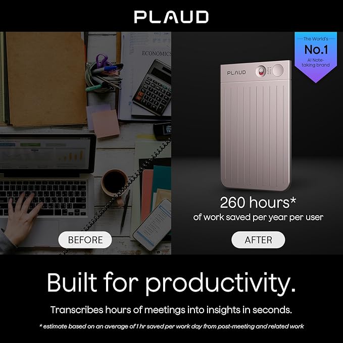 Plaud Note AI Voice Recorder, Voice Recorder w/Case, App Control, Transcribe & Summarize with AI Technology, Support 112 Languages, 64GB Memory, Audio Recorder for Lecture, Meeting, Call, Interview