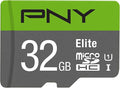 PNY 32GB Elite Class 10 U1 microSDHC Flash Memory Card - 100MB/s Read, Class 10, U1, Full HD, UHS-I, Micro SD (Pack of 1)