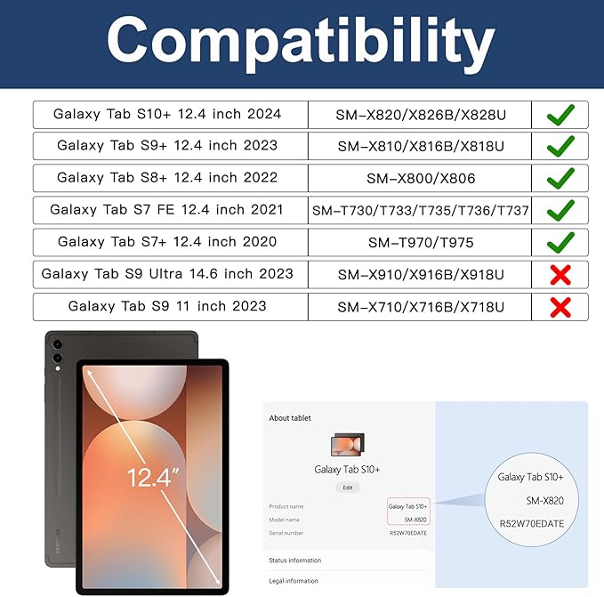 BRAECN for Galaxy Tab S10 Plus Case 2024&S9 FE Plus/S8 Plus/S7 Plus /S7 FE 12.4 Inch,Heavy Duty Shockproof Case with S Pen Holder&360 Rotating Hand Strap/Kickstand/Shoulder Strap for Tab S10+,Rainbow