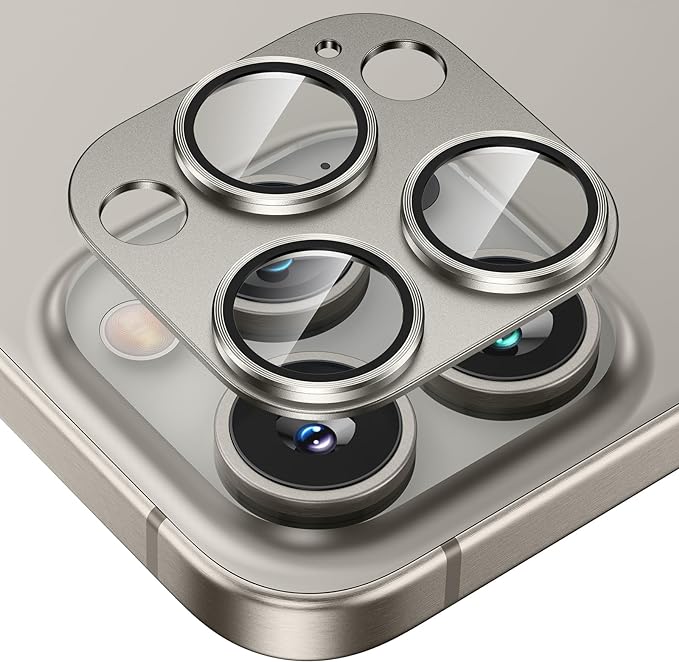 Tensea for iPhone 16 Pro/iPhone 16 Pro Max/iPhone 15 Pro/iPhone 15 Pro Max Camera Lens Protector, Metal Aluminum Alloy Tempered Glass Cover Camera Screen Protector Accessories, Case Friendly