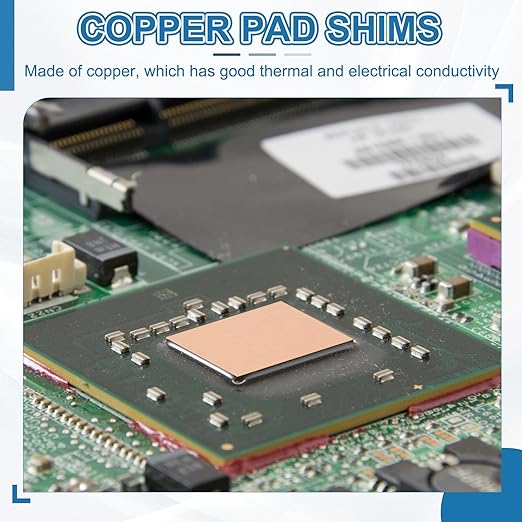 PATIKIL Copper Heatsink Pad Shims, 24 Pcs 20x20x0.5mm Copper Pad Shim IC Chipset GPU CPU Thermal Heatsink for Cooling Laptop Desktop Computer