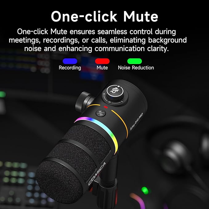 EJoy D10 PRO(D) Wireless USB Gaming Microphone – RGB Dynamic Mic with Wired/Wireless Modes, XLR/USB-C, Real-Time Monitoring, 45H Battery, Studio Mic for Gaming, Streaming, Podcast, Recording (Black)