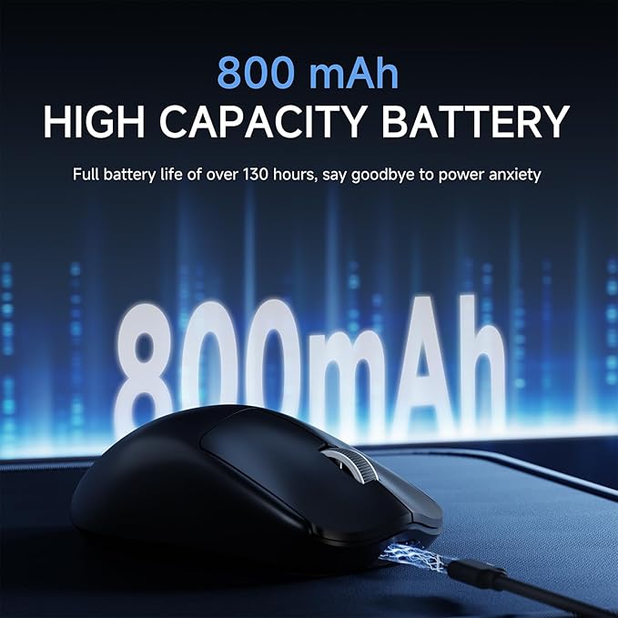 EWEADN X23Pro Wireless Gaming Mouse, 49g Lightweight Mouse, PAW3311 Sensor, 12000 DPI, 2.4G/BT5.0/USB-C Rechargeable Wireless Mouses with 6 Programmable Buttons for Laptop/PC/Mac, Black