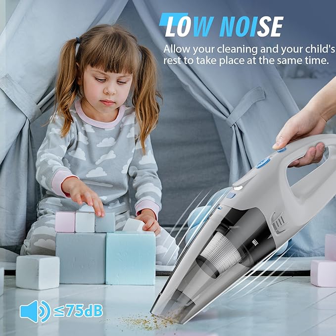 Handheld Vacuum Cordless, Hand Vacuum Cordless Rechargeable with LED Light/Multi Accessories,1.6lbs Car Portable Vacuum Cleaner for Pet Hair, Home, Car, Office