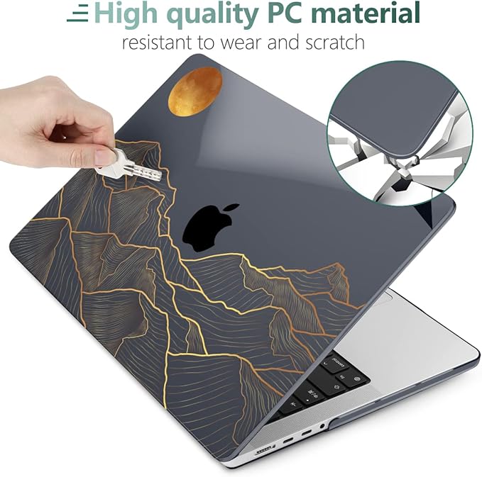 DONGKE for M4 MacBook Pro 16 Inch Case 2024 2023 2021 A3403 A3186 M3 A2991 M2 A2780 M1 A2485 Pro/Max Chip, Plastic Hard Shell Case & Keyboard Cover for Mac Pro 16 with Touch ID, Abstract Mountain