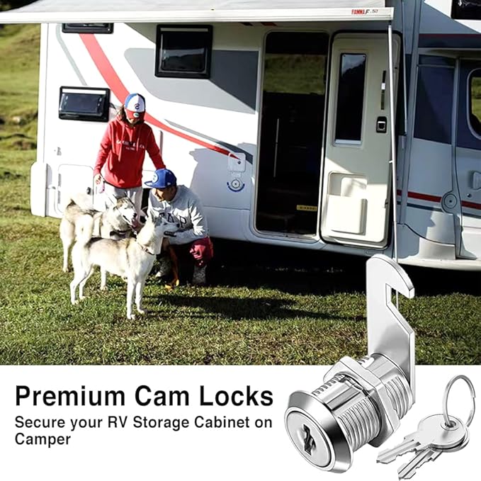 Cabinet Cam Locks Keyed Alike, 1'' Fits on 3/4'' Max Door Thickness, Secure File Drawer Mailbox RV Storage Replacement Set, Zinc Alloy (1 Inch 2Pcs)