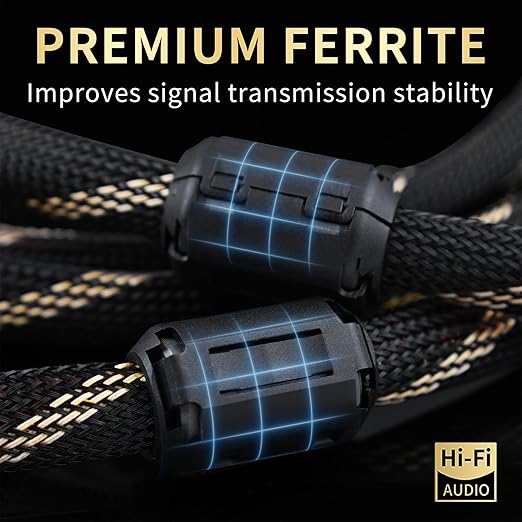 9 AWG Audiophile HiFi Speaker Audio Cable–4N OFC Core,24K Gold-Plated Banana Plugs with Nylon Braid,Compatible with Amplifier,Speakers,AV Receiver & Home Theater(8.20ft/2.5m) 2-Pack