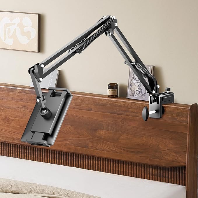 Metal Tablet Holder for Kindle Reading in Bed, Easy Adjust Hands Free Lazy Arm Mount for Kindle Accessories, Gifts for Readers