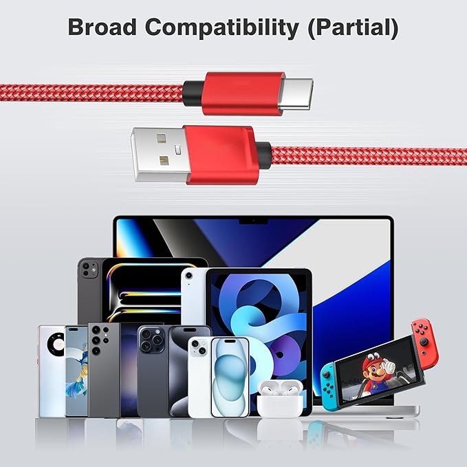 Elebase USB Type C Charger Cable 3 Pack 1.5/3.3/6.6FT,Car Charging Cord for iPhone 16 Pro Max Plus,Kindle Fire HD 7 2022 12th,10 9th 2019,8 10th 2020,Paperwhite 11th 2021,Samsung Galaxy S22 S23 S24