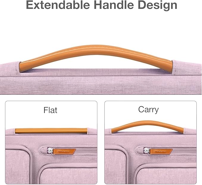 MOSISO 360 Protective Laptop Case 13.3 inch, 13-13.3 inch Laptop Sleeve Compatible with MacBook Air/Pro 13 / Pro 14,HP Dell Acer ASUS,Side Open Carrying Case with 4 Zipper Pockets&Handle, Pastel Pink