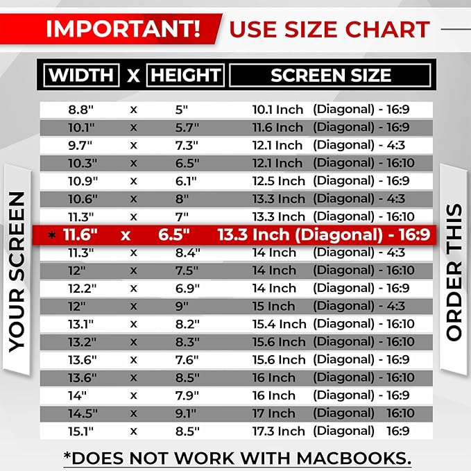 Magnetic Laptop Privacy Screen 13.3 Inch 16:9 - Removable Computer Privacy Filter Shield and Protector