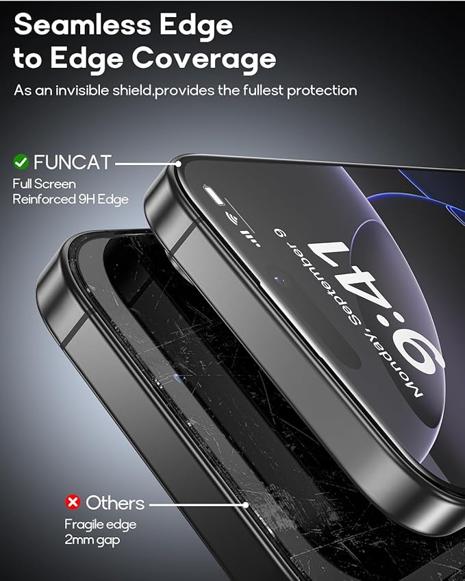 3 Pack for iPhone 14 Pro Max Tempered Glass Screen Protector:9H+ Durable, Auto Positioning, Bubble Free, High Definition, Easy Installation