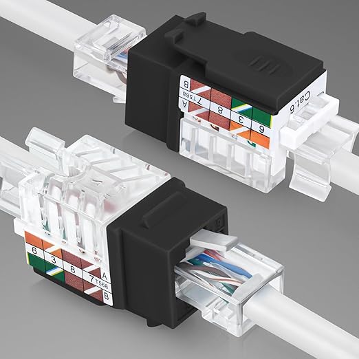 Everest 45° Angled RJ45 Cat6 Keystone Jacks 50-Pack in Black - Slim Profile Female RJ45 Connectors - Cat 6 Keystone Jack - Compatible with 45° Angled Speed Termination Tool - 45Term (B0BL3GS7ZY)