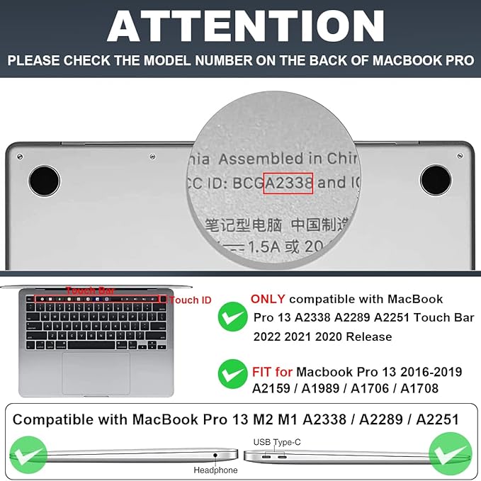 Compatible with MacBook Pro 13 inch Case M2 M1 A2338 2022 2021 2020-2016 A2251 A2289 A2159 A1989 A1706, Pattern Plastic Hard Shell Keyboard Cover Screen Film Webcam Cover, Abundant Formula