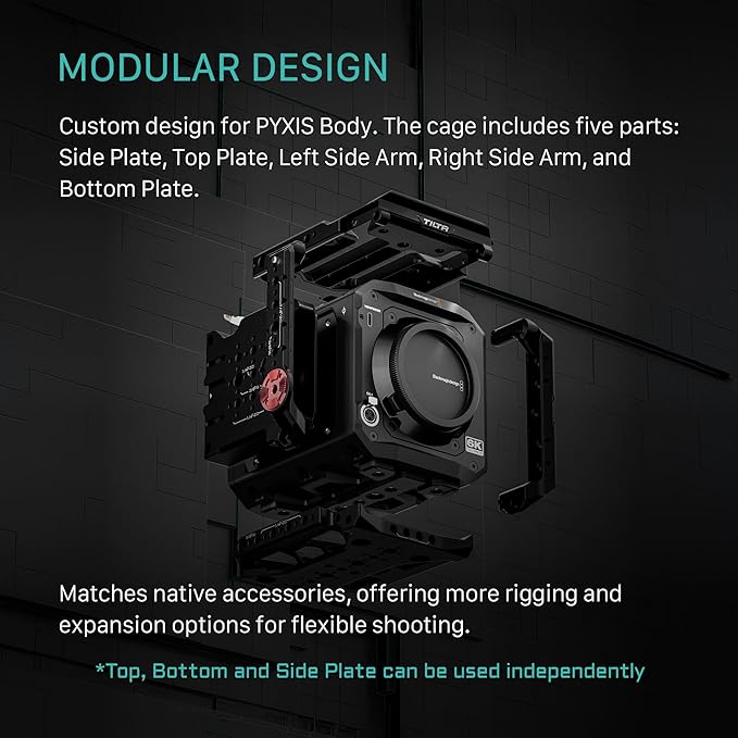 Tilta Camera Cage Pro Kit V-Mount Compatible with Blackmagic Pyxis 6K/12K| Full Cage, Top Handle, V-Mount Battery Plate, Side Plate, Bottom Plate, Universal 15mm Baseplate w/Rods, and Mini Tool