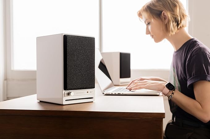 Audioengine HD4 Wireless Bluetooth Bookshelf Speakers - Home Theater, Desktop, Surround Sound, Music, Movies and Gaming - Bluetooth Adaptive aptX 5.3