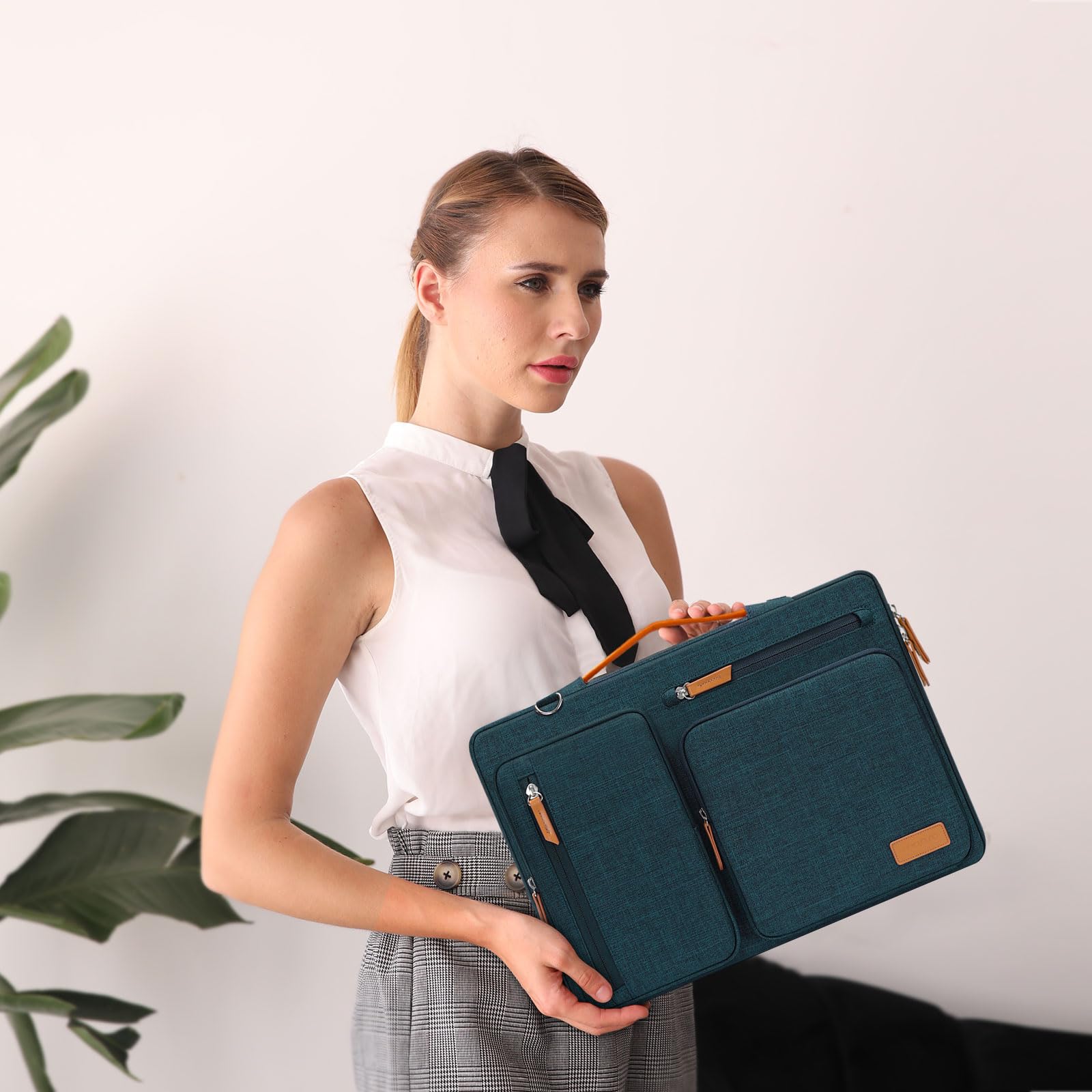 MOSISO 360 Protective Laptop Shoulder Bag,17-17.3 inch Computer Bag Compatible with MacBook, HP, Dell, Lenovo, Asus Notebook,Side Open Messenger Bag with 4 Zipper Pockets&Handle, Teal Green