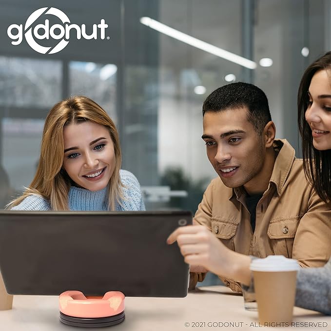 GoDonut – Phone Stand 360 Swivel – Cell Phone Holder + iPad Stand Desk Organizer - Compatible with Tablet, iPhone, Kindle & Most Smartphones – Black