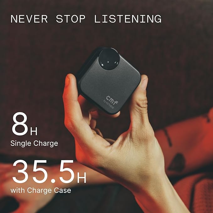CMF Buds 2a Wireless Earbuds 2025 New Active Noise Cancelling 42dB Hybrid ANC Bluetooth Headphones, 12.4mm Dynamic Driver for Big Bass, 4 Mic Clear Calls, Sport Ear Buds for iPhone, Android, Dark Grey