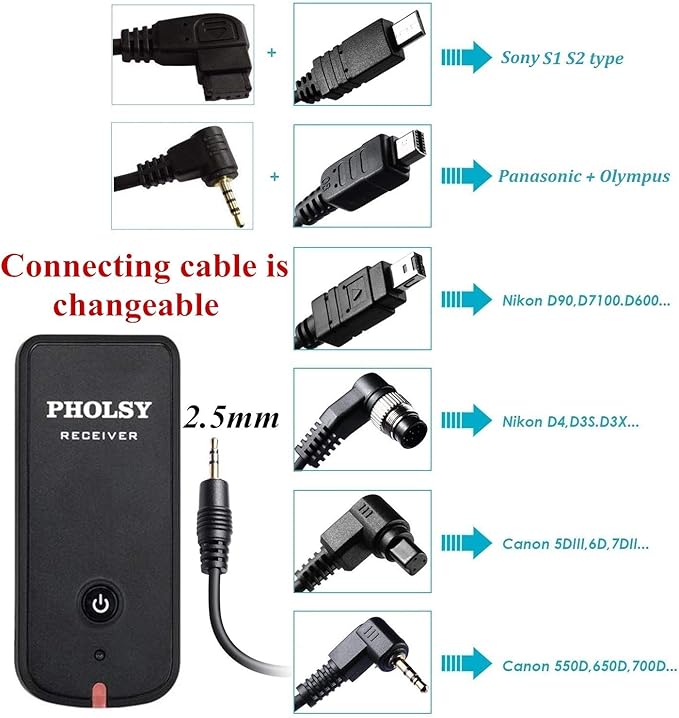 PHOLSY Camera Timer Remote Release Control with Intervalometer HDR for Nikon Z5, Z8, Z9, Z7ii, Z6, Z6ii, D750, D780, D7500, D7200, D5600, D5500, P7700, P7800, P950, D4, D5, D6, D800, D850, D810, D700