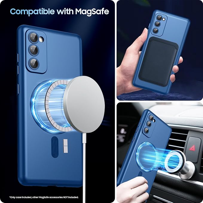 Magnetic for Samsung Galaxy S20 FE 5G Case 【Compatible with MagSafe Only】【Built-in Camera Lens Protector】 Slim Soft TPU Shockproof Phone Shell (Blue)
