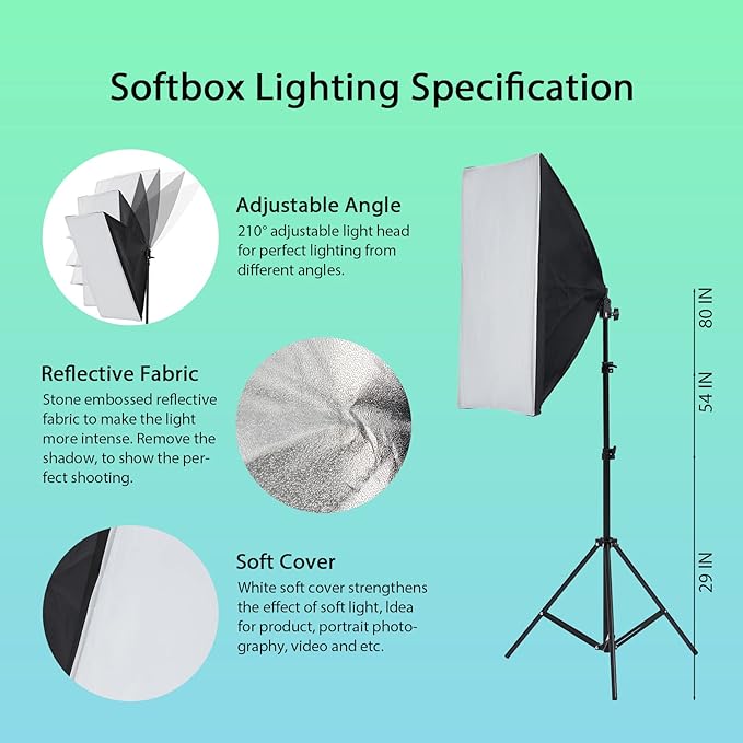 PioneerWorks Photography Lighting kit with Backdrops, 8.5ftx10ft Backdrop Stand, 5 tripod stands and Bulb, Umbrella Softbox Continuous Lighting, Photo Studio Equipment for Portrait Product Photo Shoot