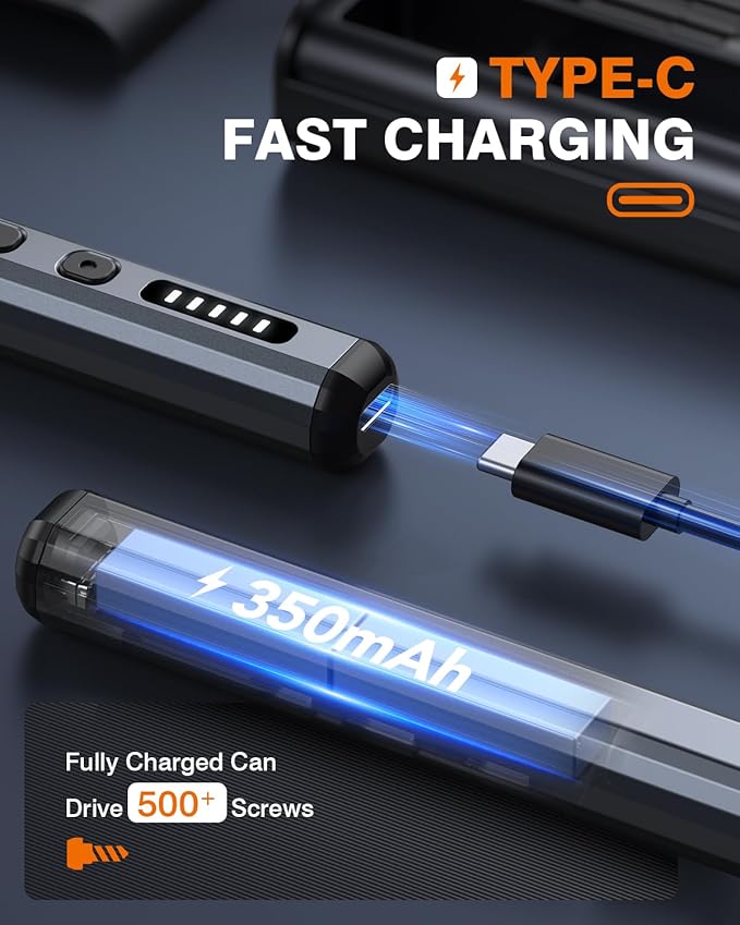 JOREST Mini Electric Screwdriver, Precision Set with 38-in-1 Magnetic Bits, 5 Torque Settings, LED Light, Repair Tool Kit for iPhones, Laptop, Drone, Game Console, Camera, Glasses, Watches, Toys