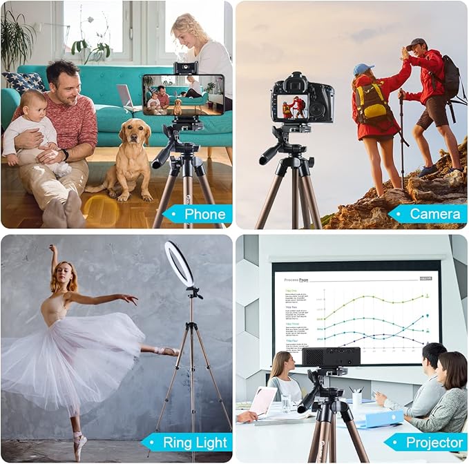 Endurax 60'' Tripod for Camera Canon Nikon DSLR, Camera Phone Tripod with Universal Holder, Carry Bag, Max. Load 6.6 lbs
