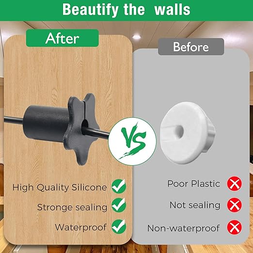 6pc Starlink Cable Grommet 5/8" Silicone Waterproof Wall Hole Pass Through Split Cable Bushings for TV Wire Ethernet Cord, Starlink Cable Routing Kit Accessories, 27.6mm/1.09" Ht, Black