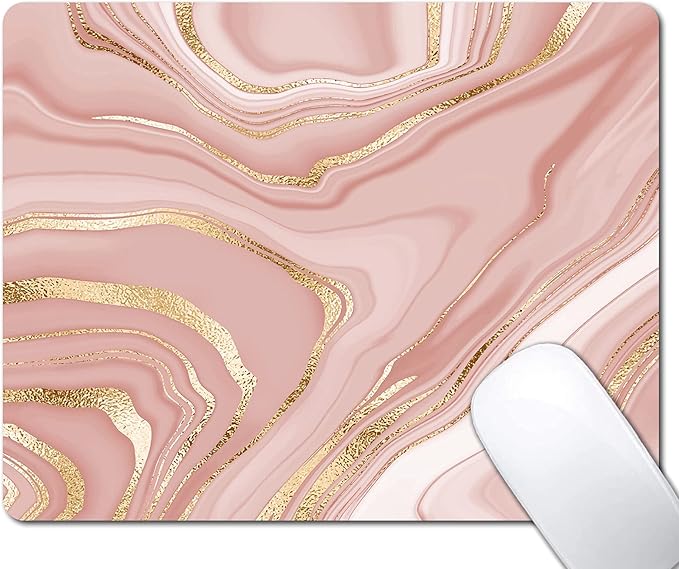 Gold Marble Mouse Pad, Stripes Pattern Mousepad for Design, Anti-Slip Rubber Base Wireless Mouse Pads for Laptop