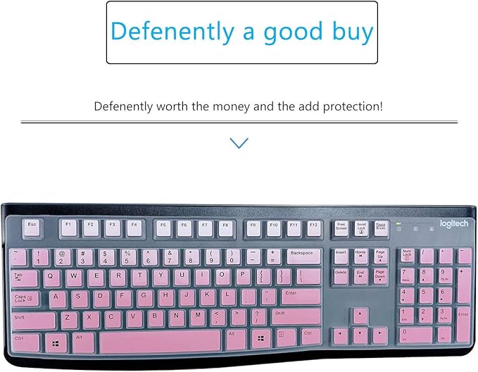 MUBUY Keyboard Cover Skin Protector for Logitech MK120 K120 Wired Keyboard, Protective Skin US Layout - Gradual Pink