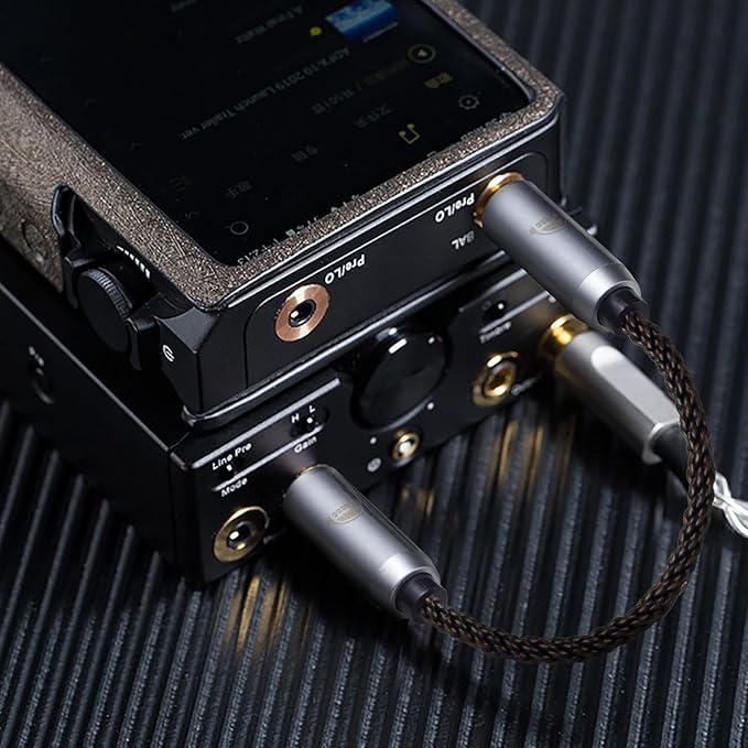 okcsc 4.4MM Male to 4.4MM Male Ultra Short Hifil Male to Male AUX Audio Cable OFC Pair Recording Cable Wire-Breakage-Prevention Design Adoption of 8-Core Braided Structure 5.82 inch