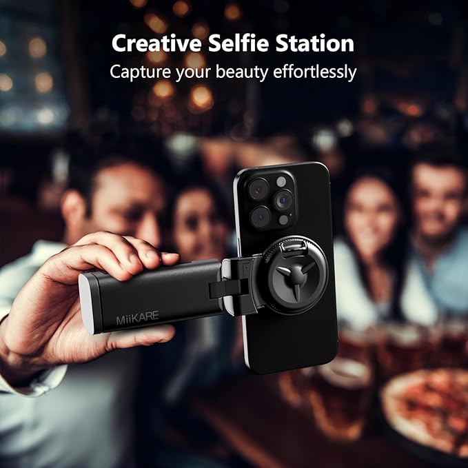 MiiKARE Travel Essentials Magnetic Airplane Phone Holder, Universal Handsfree Phone Mount for Flying with 360 Degree Rotation, Travel Must Haves Phone Stand for Desk, Tray Table, Black&Black