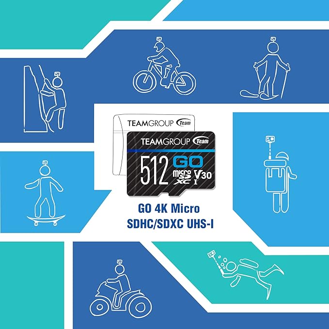 TEAMGROUP GO Card 128GB x 5 PACK Micro SDXC UHS-I U3 V30 4K for GoPro & Drone & Action Cameras High Speed Flash Memory Card with Adapter for Outdoor Sports, 4K Shooting, Nintendo-Switch TGUSDX128GU363