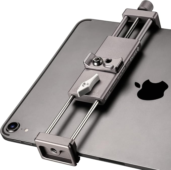 Full Metal Tablet Tripod Holder – Compatible with iPad mini, Air, Pro | 1/4" Screw & ARCA Dovetail Mounts | Universal Tablet Clamp Adapter