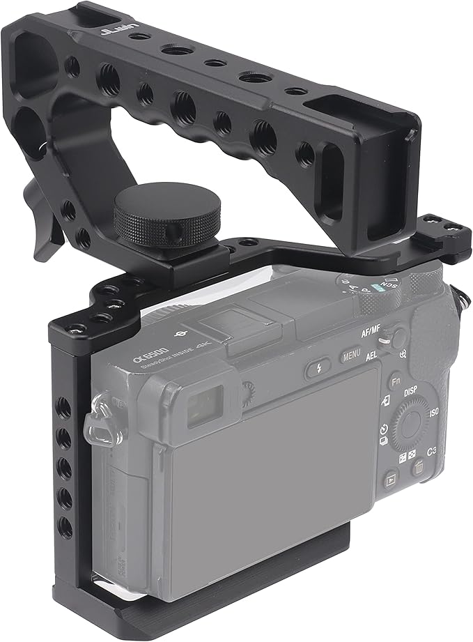 Hersmay A6500/A6400/A6300 Camera Cage Video Stabilizer with Top Handle for Sony A6500 A6400 A6300 A6000 A6100 Cameas DSLR Rig with Cold Shoe,Handle Locating Holes,Multiple 1/4" 3/8" Screw Holes