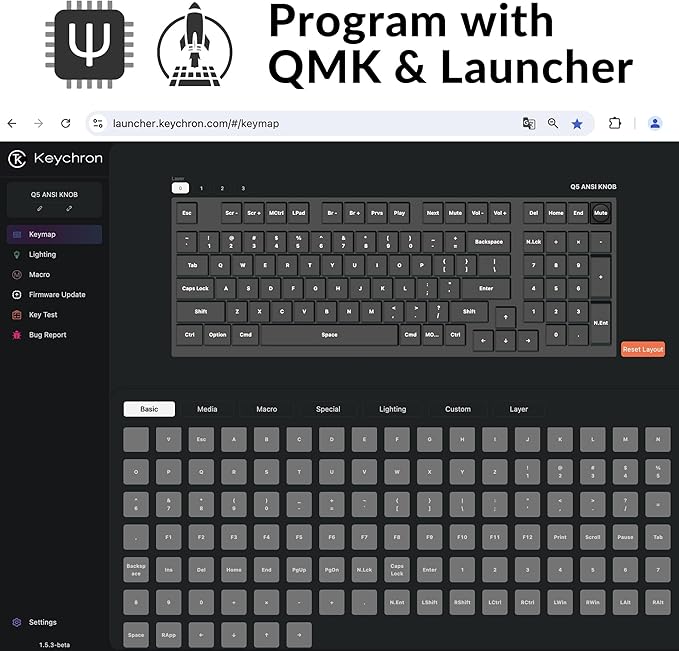 Keychron Q5 Wired Custom Mechanical Keyboard Knob Version, 96% Layout QMK/VIA Programmable Macro with Hot-swappable Gateron G Pro Blue Switch Double Gasket Compatible with Mac Windows Linux (Blue)