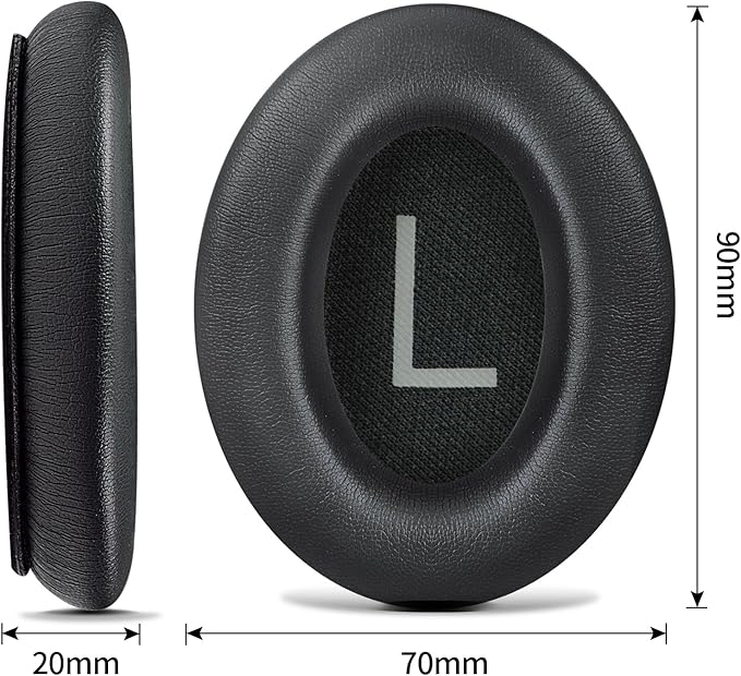 Headphones Replacement Ear Pads, Protein Leather earpad Cushions for Bose QuietComfort 45（QC45） Headphones, Softer Memory Foam - Black