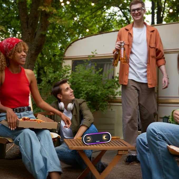 DOSS SoundBox Pro+ P300 Bluetooth Speaker with 40W Stereo Sound, Extra Bass, IPX6 Waterproof, TWS Pairing, Diverse Lights Show, 20H Playtime, Portable for Party, Camping, Beach - Pink