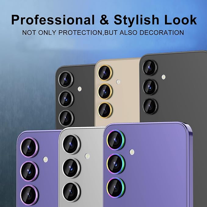 for Samsung Galaxy S24 Plus Camera Lens Protector, Individual Metal Ring Tempered Glass Lens Cover, [Strong Adsorption] Scratch Resistant Ultra-Thin HD Clear Lens Cover, 1 Set-Purple