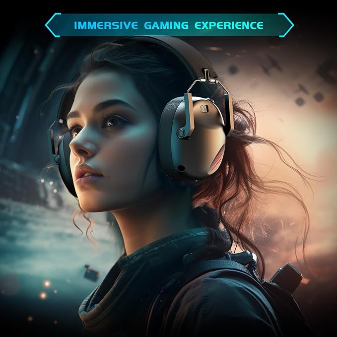 Wireless Gaming Headset for PS5, PS4, PC, NES, Bluetooth 5.3 Gaming Headsets Wireless with Noise Canceling Microphone, Gamer Headphones for Nintendo Switch, 50H Battery - Black