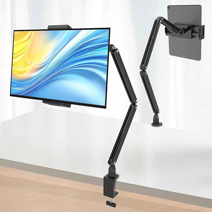 Tablet Stand for iPad, Aluminum Multi-Angle Adjustable Tablet Holder, Heavy-Duty Metal Base for Desk, Compatible with 5.1''-13'' iPad Pro, Surface, Kindle, Tablets, Portable Monitors and More (ZMXBZJ)