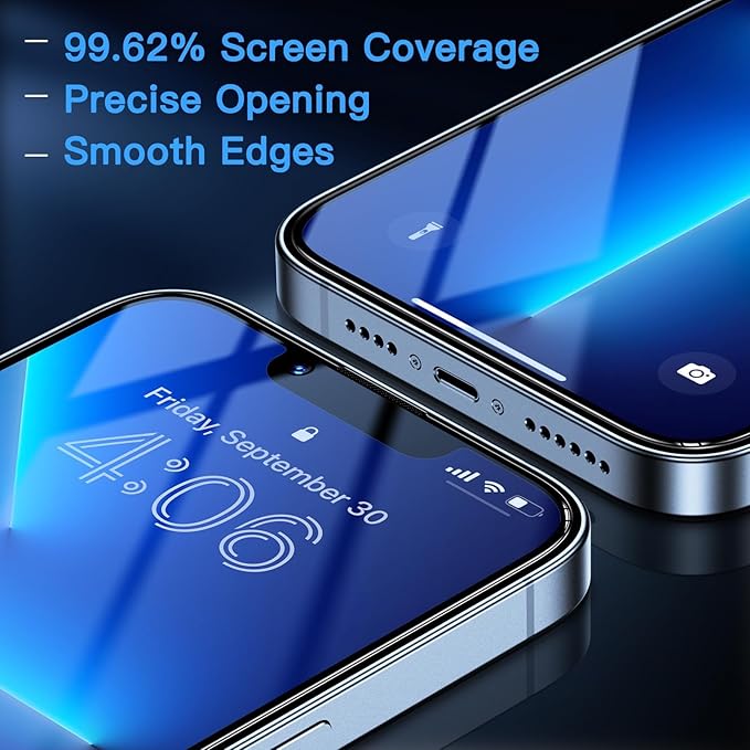 Uyiton Anti-Blue Light for iPhone 14 Plus/iPhone 13 Pro Max Screen Protector - Unbreak-Glass Easy to Install Full Coverage Case Friendly Scratch Resistance 9H Tempered Glass Screen Protector, 2 Pack