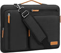 MOSISO 360 Protective Laptop Shoulder Bag,15 inch Computer Bag Compatible with MacBook Air M4 M3 M2/Pro A1990 A1707, Dell XPS Plus,Side Open Messenger Bag with 4 Zipper Pockets&Handle, Black