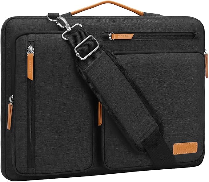 MOSISO 360 Protective Laptop Shoulder Bag,13-13.3 inch Computer Bag Compatible with MacBook, HP, Dell, Lenovo, Asus Notebook,Side Open Messenger Bag with 4 Zipper Pockets&Handle, Black